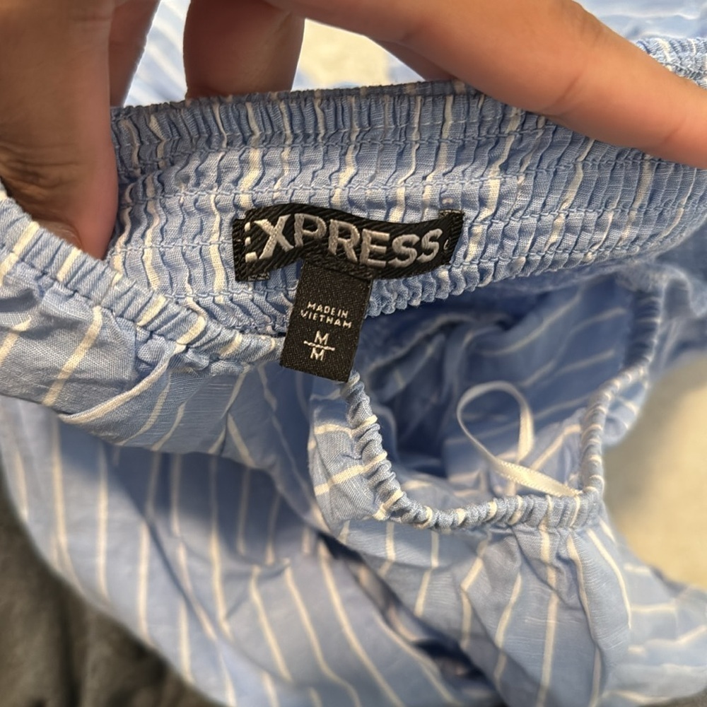 Blue Striped Off-Shoulder Top - Picture 3 of 3